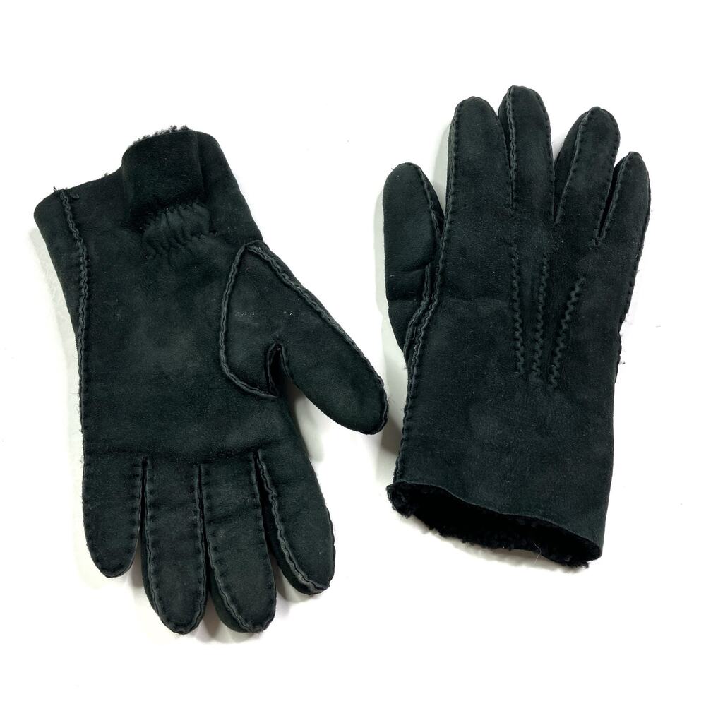 Gates Vintage Black Lambskin Ladies Winter Gloves Wool Lining Womens Medium
